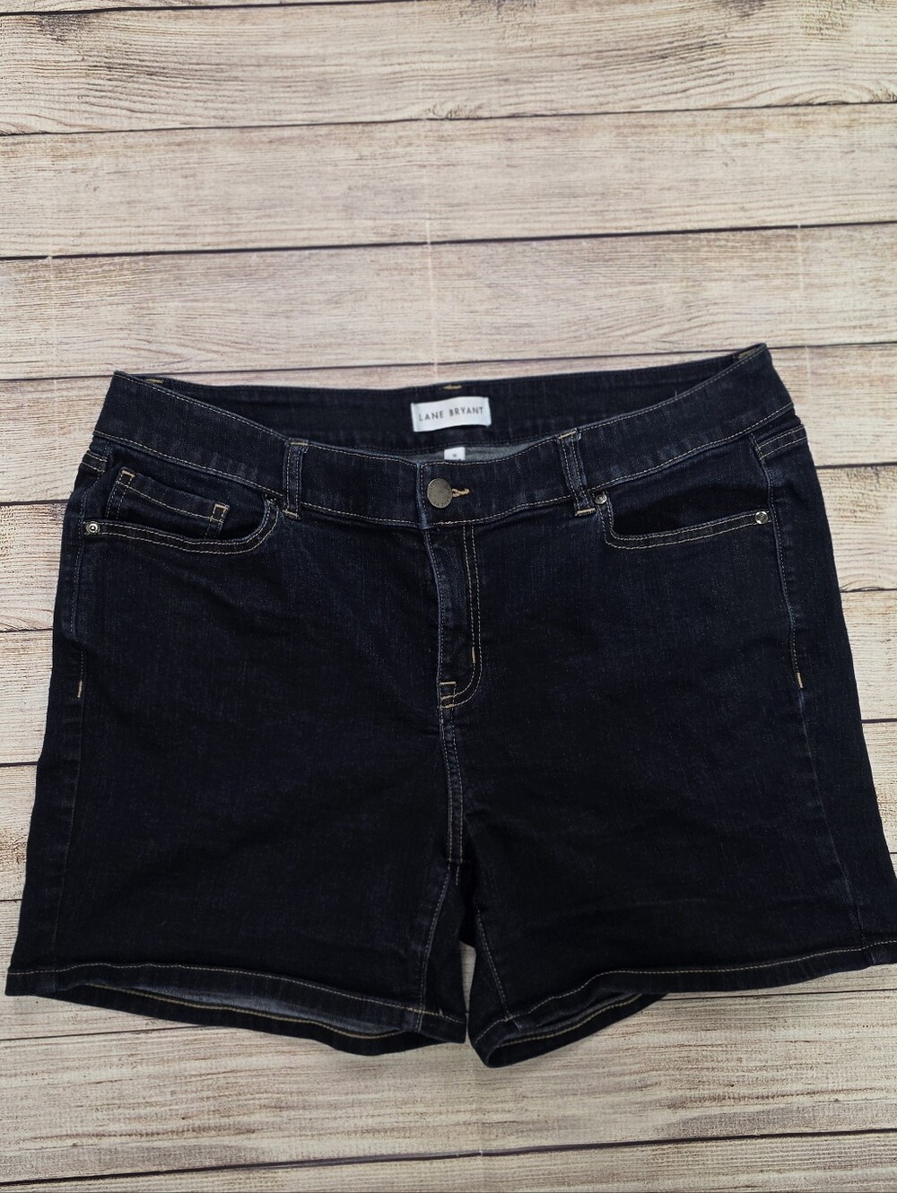 Lane Bryant Mid Rise Boyfriend Dark Wash Denim Shorts Size 16